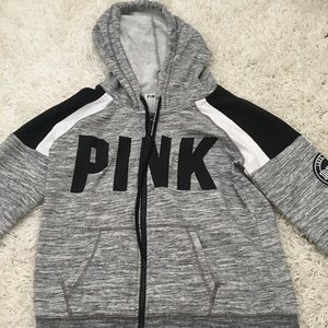 PINK grey zip up hoodie